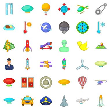 Uçan taşıma simgeler kümesi, karikatür tarzı