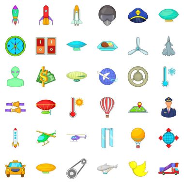Havacılık Icons set, karikatür tarzı