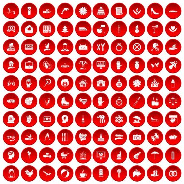 kırmızı 100 sevinç Icons set