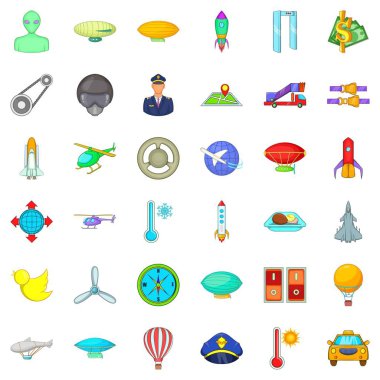 Hava Kuvvetleri Icons set, karikatür tarzı