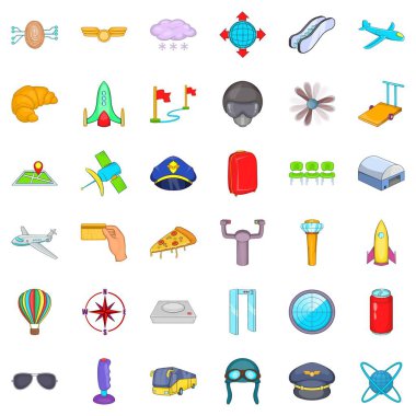 Büyük Havaalanı Icons set, karikatür tarzı