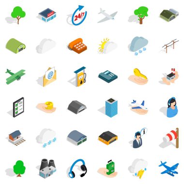Havaalanı Icons set, izometrik stili