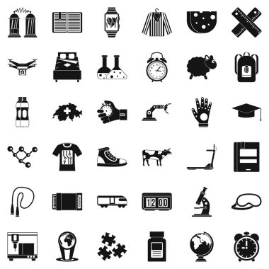 Bilimsel şeyler Icons set, basit tarzı