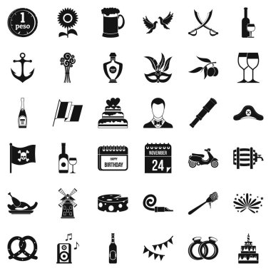 Tatil Icons set, basit tarzı