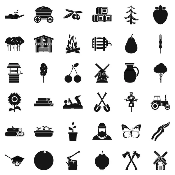 Conjunto de iconos de agricultura, estilo simple — Vector de stock