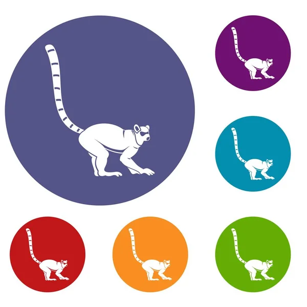 Lemur opice ikony nastavit — Stockový vektor