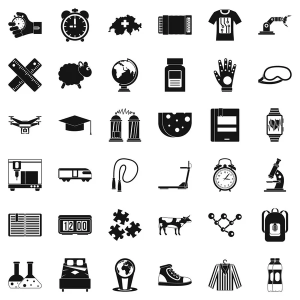Swiss science icons set, simple style — Stock Vector
