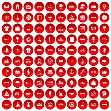 kırmızı 100 lojistik Icons set