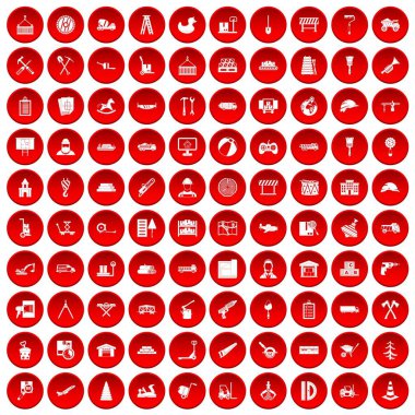 kırmızı 100 kamyon Icons set