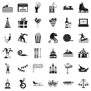 Eğlence Parkı Icons set, basit tarzı
