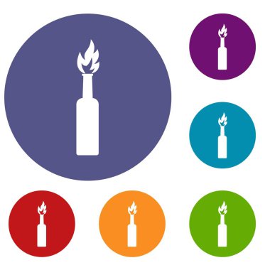 Yanan şişe Icons set