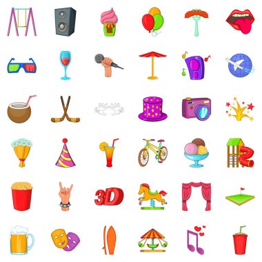 Eğlence Icons set, karikatür tarzı