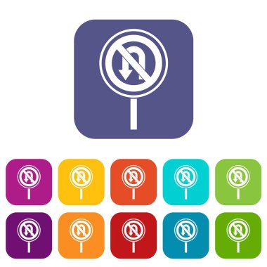 Hayır U dönüş yol işareti Icons set