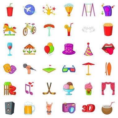 Eğlence Parkı simgeler ayarla, tarzı çizgi film