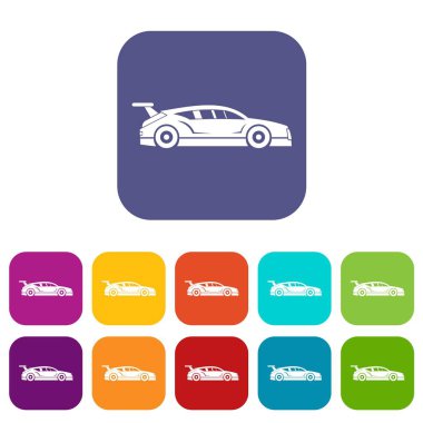 Ralli yarış arabası simge seti