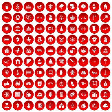 kırmızı 100 anaokulu Icons set
