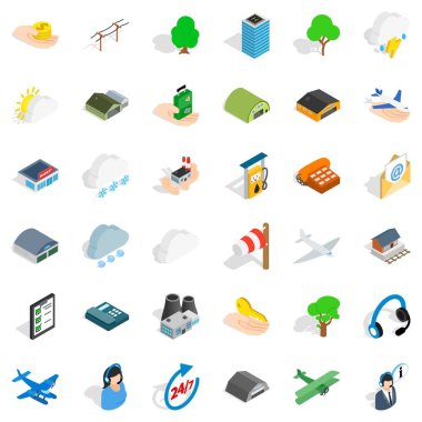 Uçak simgeler kümesi, izometrik stil için askı