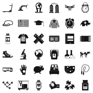 Çalar saat Icons set, basit tarzı