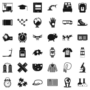 İsviçre şeyler Icons set, basit tarzı