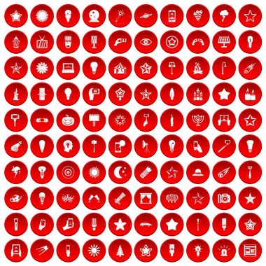 kırmızı 100 ışık Icons set