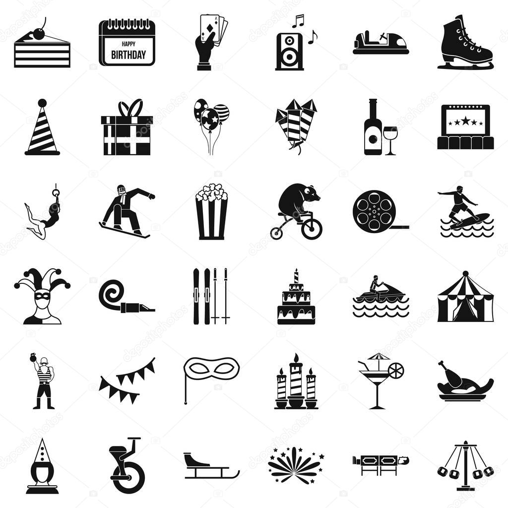 Amusement park icons set. Simple style of 36 amusement park vector icons for web isolated on white background