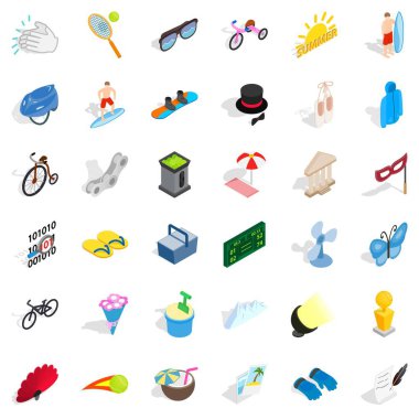 Yaz bahçesi Icons set, izometrik stili