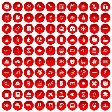 kırmızı 100 mikroskop Icons set