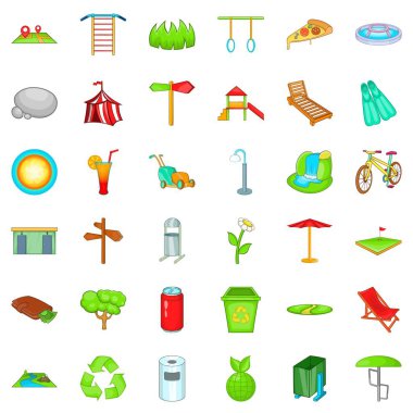 Yaz park simgeler ayarla, tarzı çizgi film