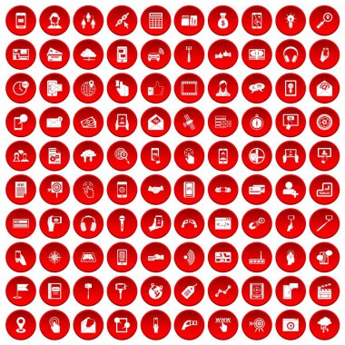 kırmızı 100 Mobil Icons set