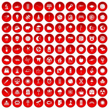 kırmızı 100 ay Icons set