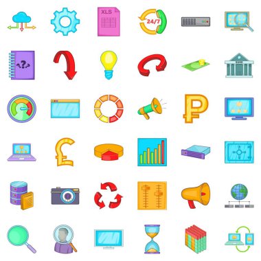 Icons set pazarlama, karikatür tarzı