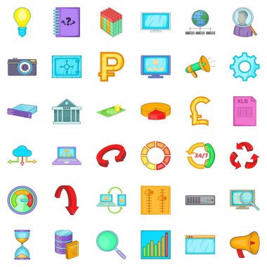 Analiz Icons set pazarlama, karikatür tarzı