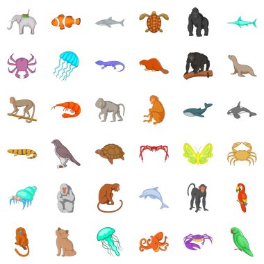 Hayvan Icons set, karikatür tarzı