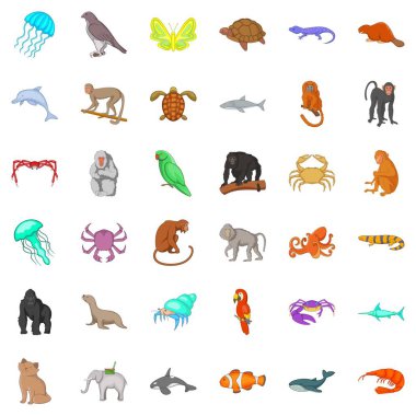 Farklı hayvanlar Icons set, karikatür tarzı