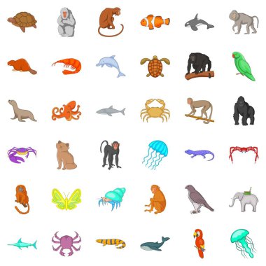 Doğa Icons set, karikatür tarzı hayvan