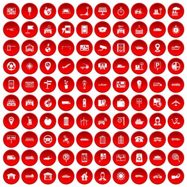 kırmızı 100 gezinti Icons set