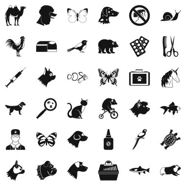 Hayvan Icons set, basit tarzı