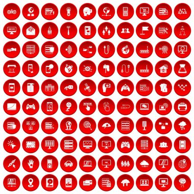 kırmızı 100 Ağ Icons set