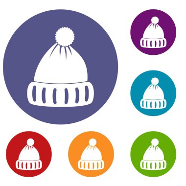 Yün şapka Icons set