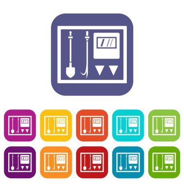 Yangın kalkan Icons set