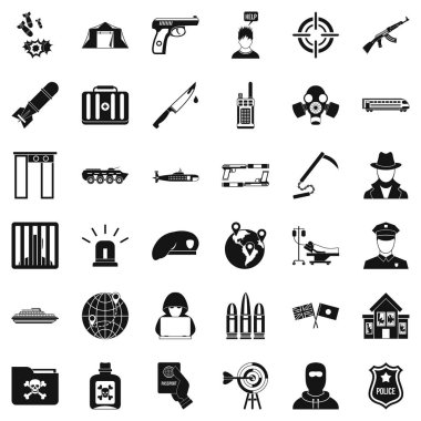Antiterör organizasyon Icons set, basit tarzı