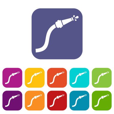 Yangın hortumu su ile damla Icons set