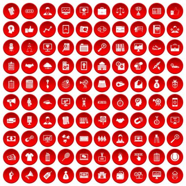 kırmızı 100 ortaklık Icons set