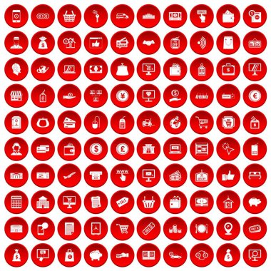kırmızı 100 ödeme Icons set