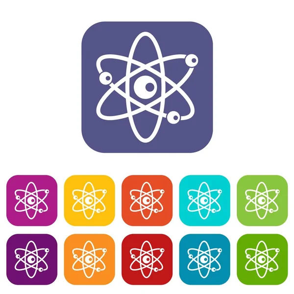 Molecules of atom icons set — Stock Vector