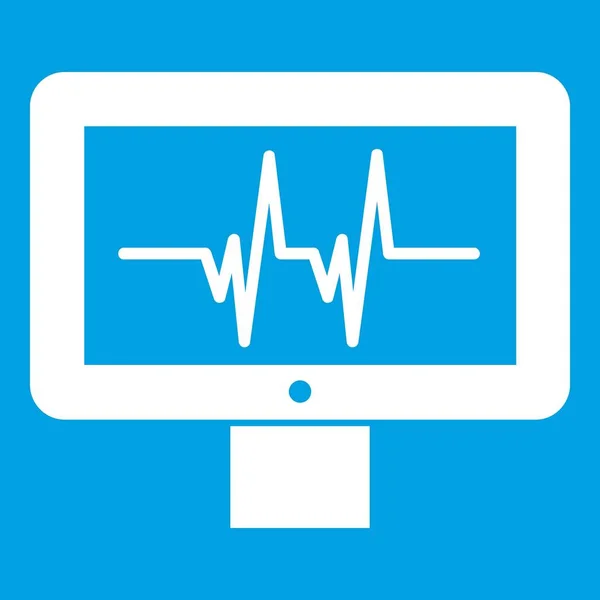 Electrocardiogram monitor icon white — Stock Vector