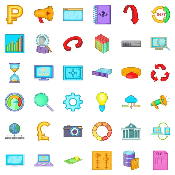 Farklı analitik Icons set, karikatür tarzı