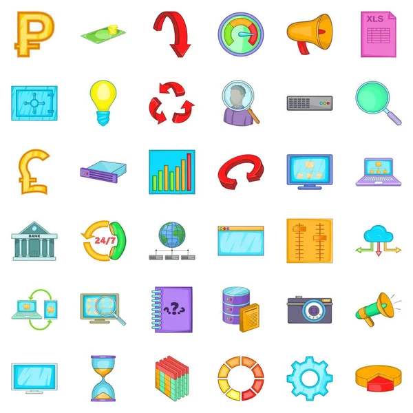 Pazarlama ve iş simgeleri ayarla, tarzı çizgi film