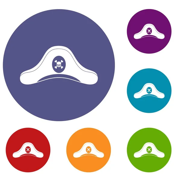 Pirate hat icons set — Stock Vector