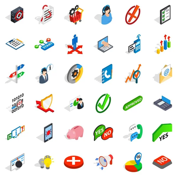 Business plan iconen set, isometrische stijl — Stockvector